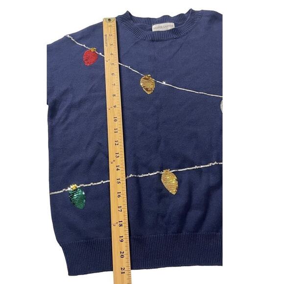 Harper Canyon Girls Navy Peacoat String Lights Sequin Sweater Size X Large 14/16 - Picture 4 of 11